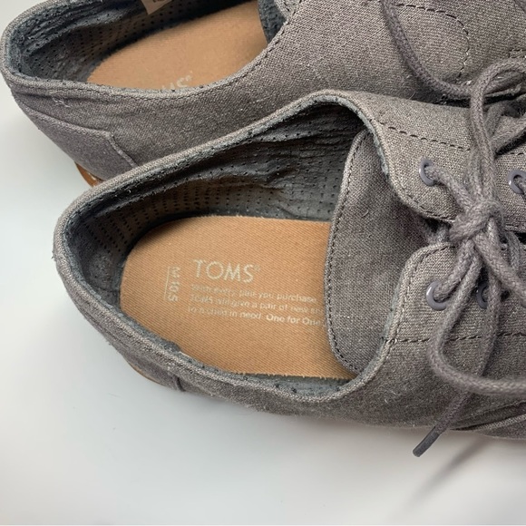 Toms Oxford Shoes Men’s Size 10.5 US Grey Aviator Brogue Wingtip Lace-up Textile - Picture 5 of 11